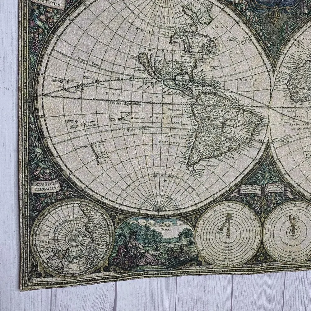 Fine Art Tapestries World Map Jacquard Wall Hanging 52x38 Nova Totius